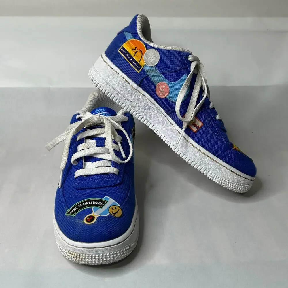 Nike Air Force 1 '07 Los Angeles Patched Up Racer Blue Size 6.5Y DX2308-400